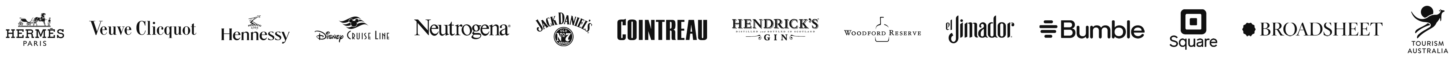 Brands Tom Anlezark has worked with: Hermès, Veuve Clicquot, Hennessy, Disney Cruise Line, Neutrogena, Jack Daniel's, Cointreau, Hendrick's, Woodford Reserve, el Jimador, Bumble, Square, Broadsheet